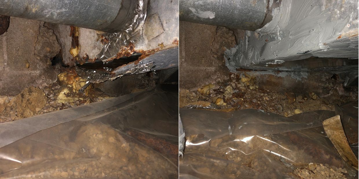 before and after ductwork repaired and sealed