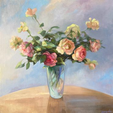 Moors End Roses, 30"sq $1400