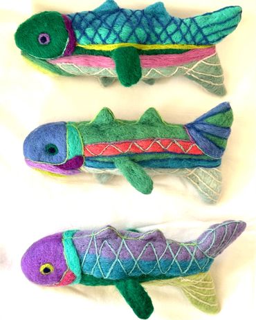 Fish in Green, Blue, and Lavender