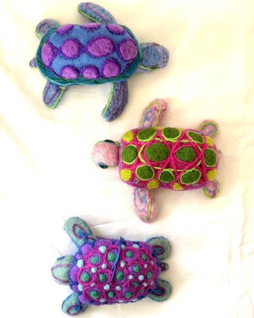 Turtles with Sky Blue, Pink & Purple Shells