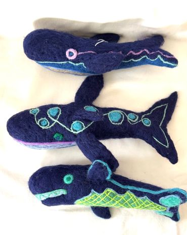 Whales with Wave, Bubble, and Green Ocean design