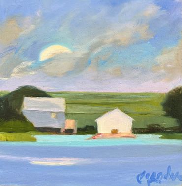 Summer Moon, Gibbs Pond 6"sq, $125