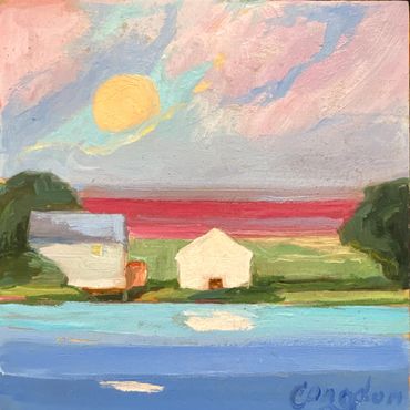 Autumn Gibbs Pond, 6"sq $125