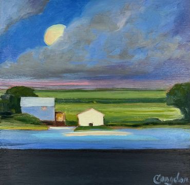 Storm over Gibbs Pond, 12"sq, $250