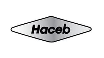 Logo of the brand Haceb in a diamond shape with gradient.
