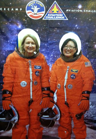 Sylvia Vardell & Janet Wong (astronauts at an NSTA conference) are expanding the poetry frontier