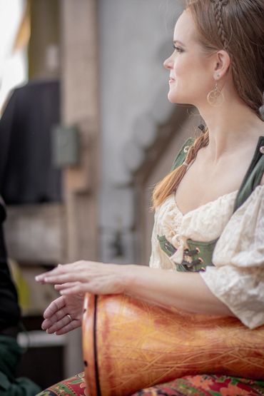 Elizabeth Muise plays the doumbek for Shake, Rattle, and Rogue.