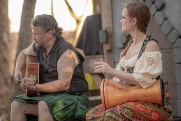 Shane Chikeles and Elizabeth Muise play music together in Shake, Rattle, and Rogue.