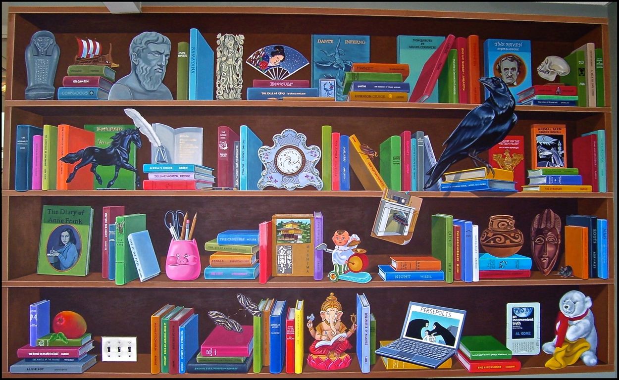 History of Literature
Swampscott High School Library
tromp l'oeil of 100 books in a bookshelf