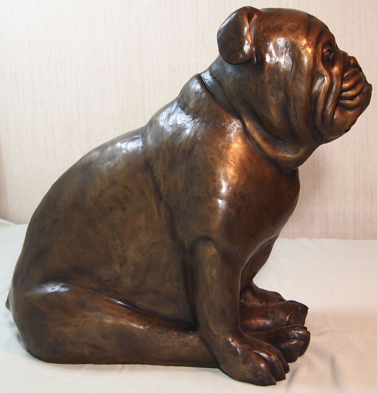 Bronze bulldog sculpture