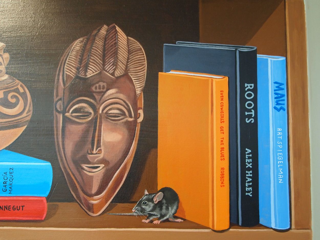 Detail: Maus and Roots
History of Literature Mural
Swampscott High School Library