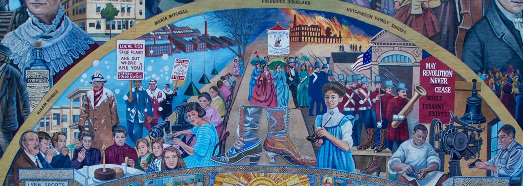 central arch images of the Lynn Stories Mural