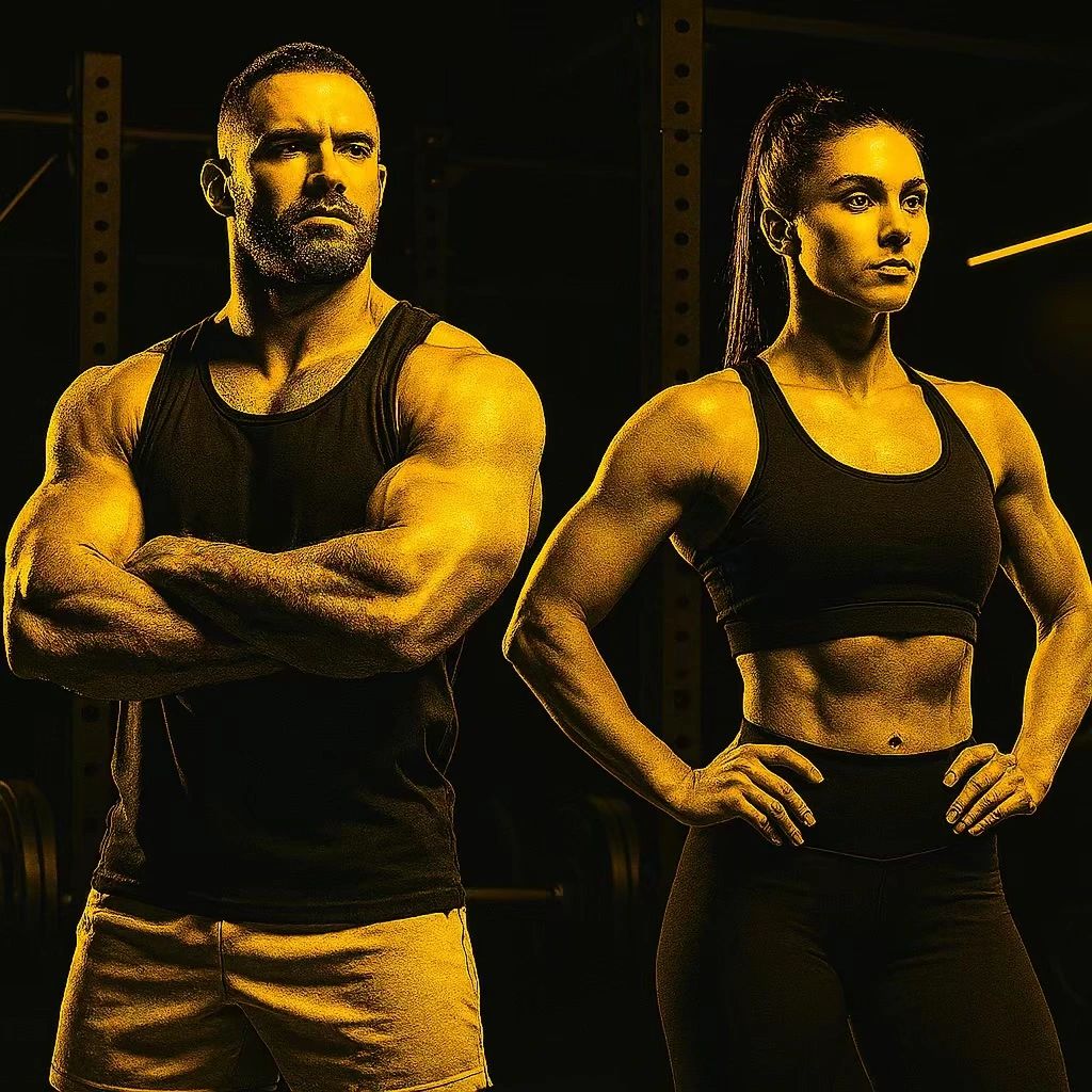 Strong image of male and female trainer.