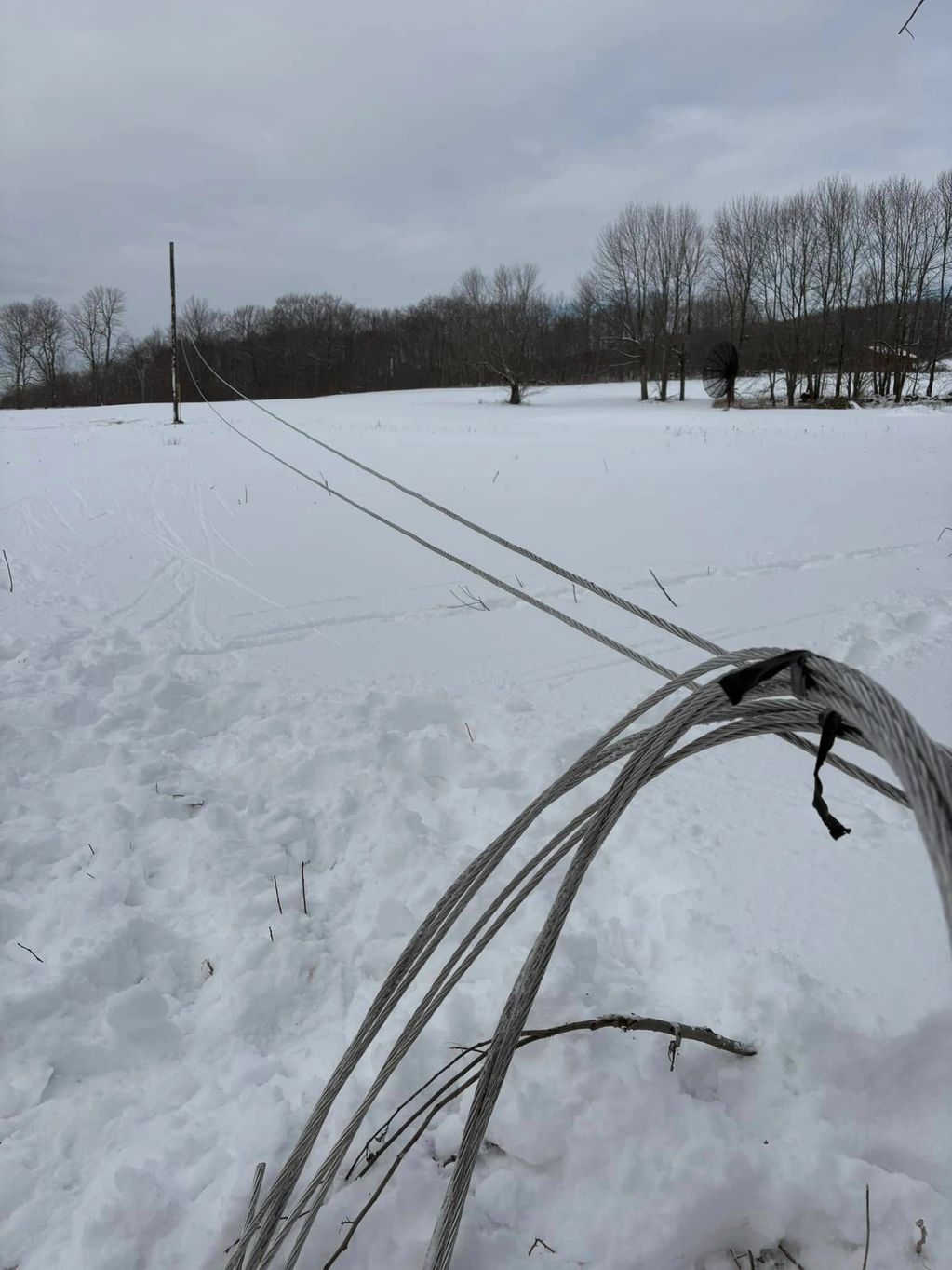 Wire pulled for a pole set