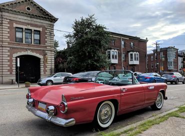 Fairmount Ave. Ford Thunderbird in front of Eastern State Pennitentiary, Jack's Firehouse - Spring Garden CDC