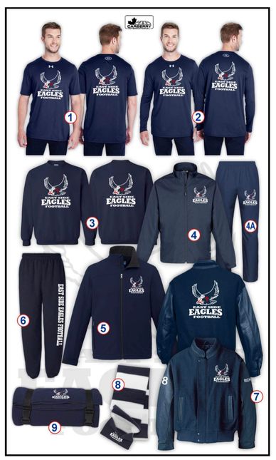 East Side Eagles Special Order Merchandise Listing