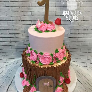 roses cake birthday cake forest theme woodland cake baby one years old two tiered cake