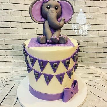 elephant cake purple cake baby birthday cake