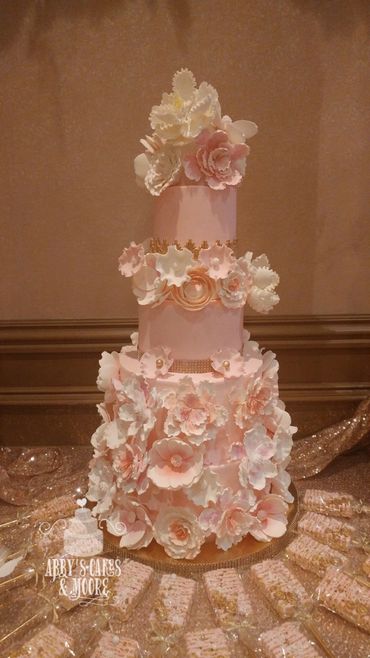 wedding cake specialty cake butter cream flowers pink cakes tall