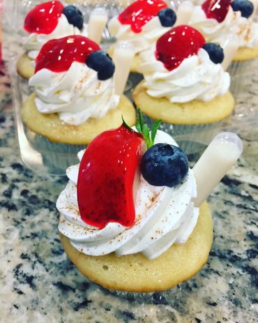 tres leche cupcake fresh fruit whipped cream