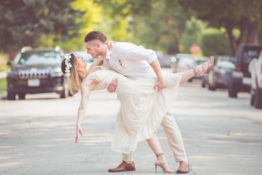Beautiful Bride and Groom dipping pose
