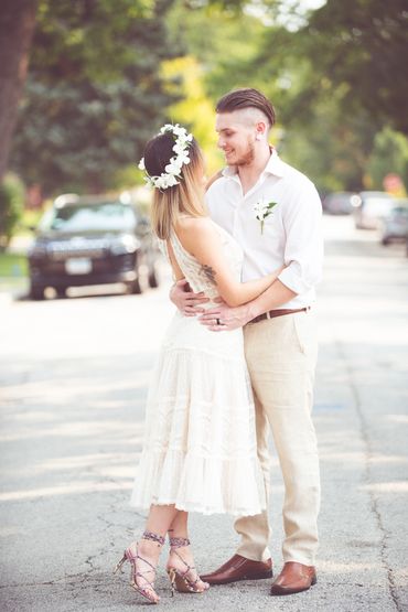 Bride and Groom holding each other