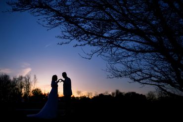 Wedding Couple Photograph At Sunset