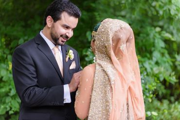 Bride and groom's first look