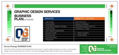 Oregon Graphic Design Client Service Package 02 - Start-up Plan for up to 20 hours of graphic design