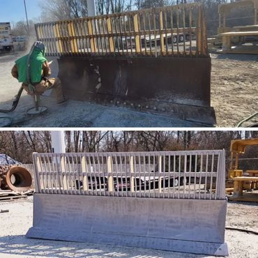 Before and after sandblasting process