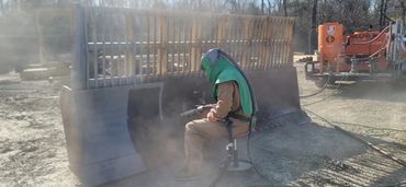 Working on sandblasting a larger piece