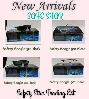 New Safety Star goggles in dark and clear styles for protection.