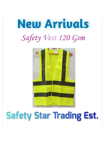 Bright yellow safety vest with reflective stripes for high visibility.