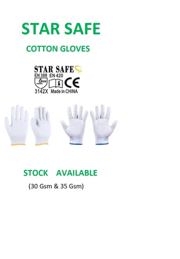 White Star Safe cotton gloves available in 30 Gsm and 35 Gsm.