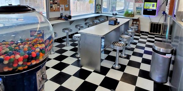 Cookee's Drive-In Lobby Remodel Checkerboard Floor Restaurant Near Me!