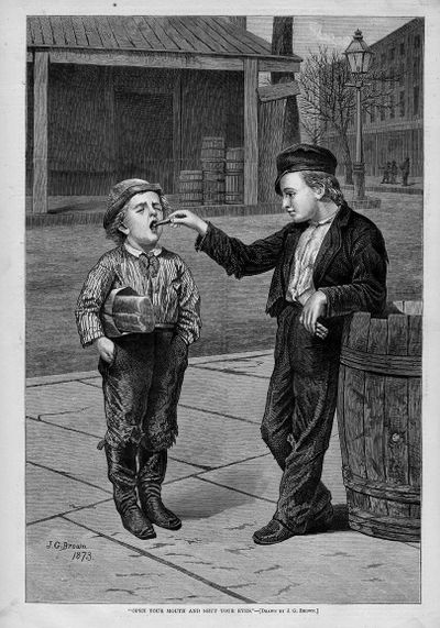 Harper's Weekly May 1874. Children eating candy.