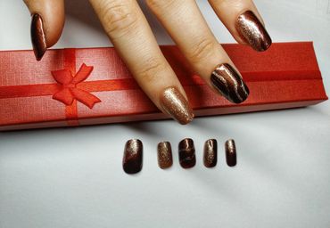 Chocolate and Rose Gold Press-On Nails