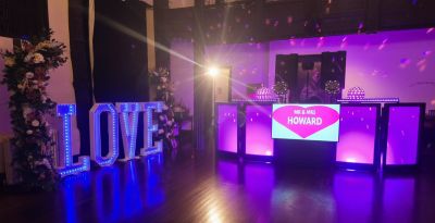 DJ and Love letters wedding Samelsbury hall