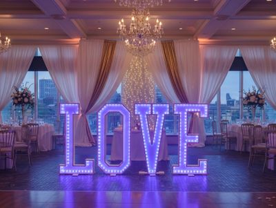 Large light up 4ft love letters blue