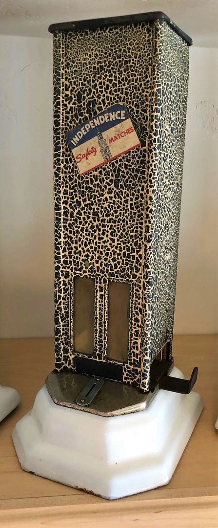 Griswold Match Machine, penny match machine, antique match machine, match vending machine, gumball