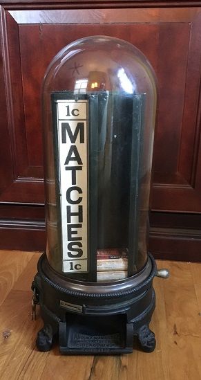 Advance Match Machine, Penny Match Machine, Antique Match Machine, Box Matches, Match Vendor