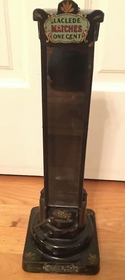 La Clede Match Machine, Penny match machine, antique match machine, penny match vendor, antique gum