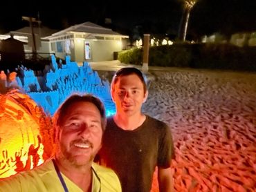 98 degrees reunion concert 2022 at Beaches Resort in Turks and Caicos.. sandcastle built by Scott Do