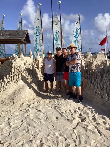 98 degrees reunion concert 2022 at Beaches Resort in Turks and Caicos.. sandcastle built by Scott Do
