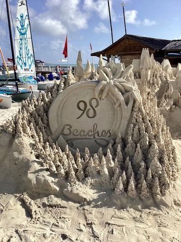 98 degrees reunion concert 2022 at Beaches Resort in Turks and Caicos.. sandcastle built by Scott Do