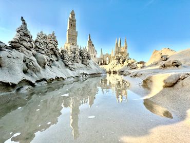 Sandcastle on the beach with waves south padre island scott dodson sand castle