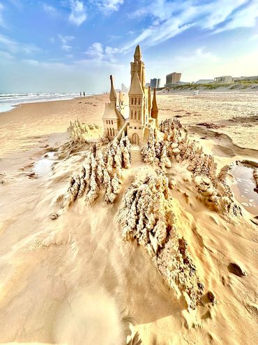 Scott Dodson sandcastle on South Padre island Texas March 2025.