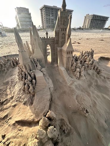 Scott Dodson sandcastle on South Padre island Texas March 2025.