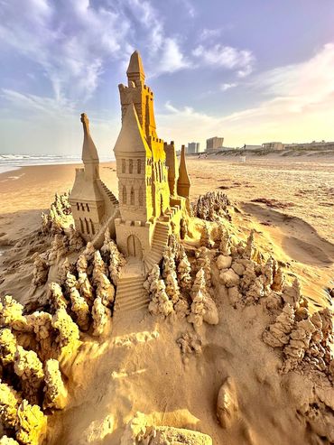Scott Dodson sandcastle on South Padre island Texas March 2025.