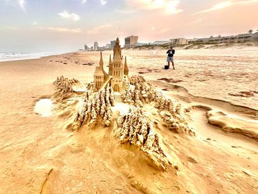 Scott Dodson sandcastle on South Padre island Texas March 2025.